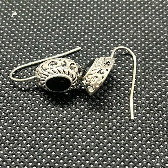 Silver bracelet and earrings set with black onyx - Picture 4 of 4